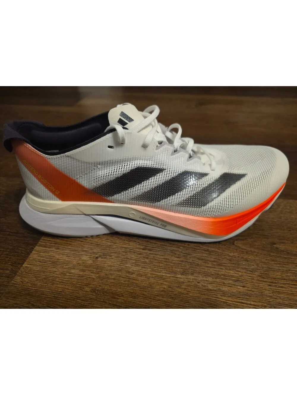 Size 9.5 Adidas Adizero Boston 12 M White Solar Men's Running Shoes IF9210
